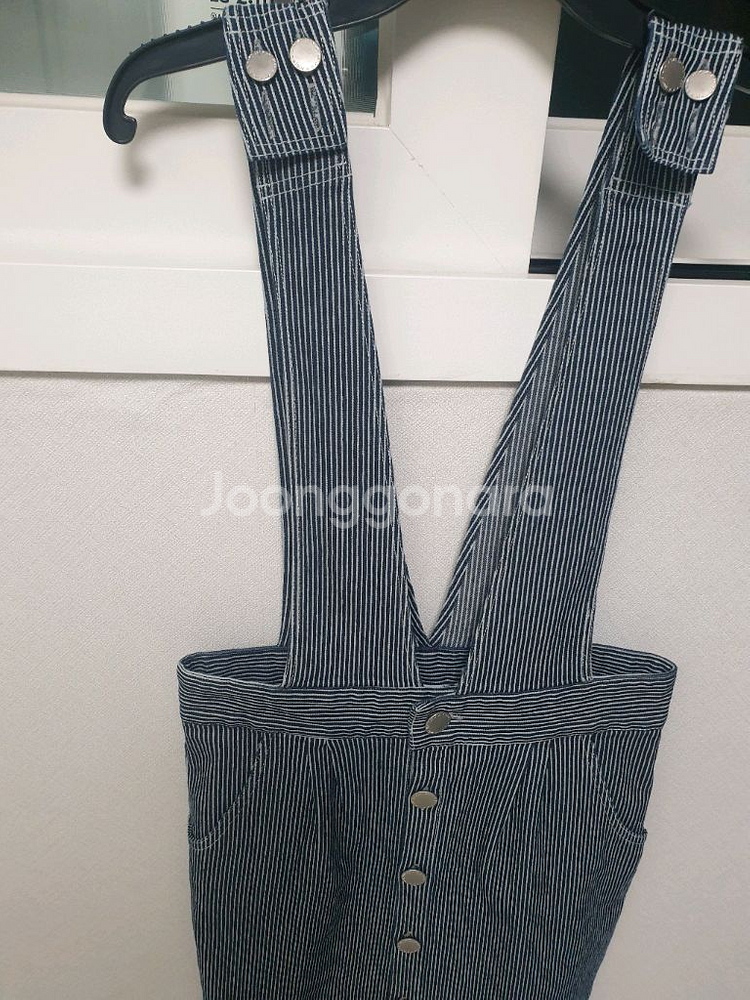 (미사용) 멜빵 스트라이프 청치마--1