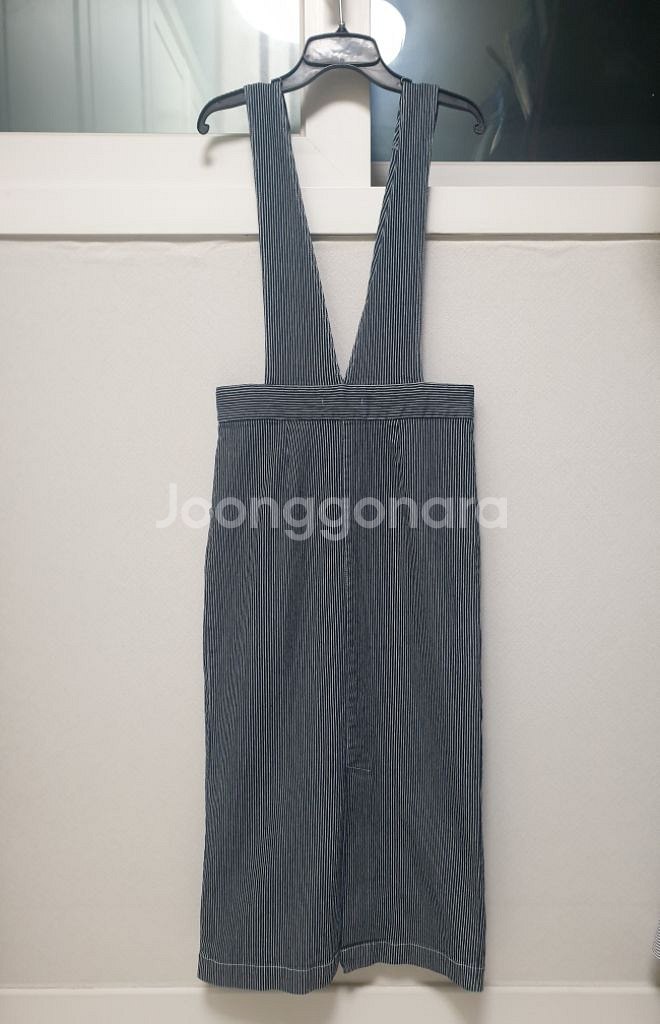 (미사용) 멜빵 스트라이프 청치마--3