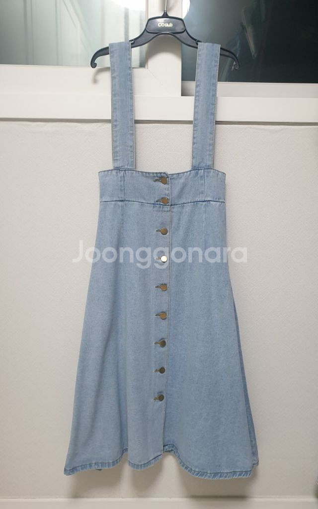 (미사용) 멜빵 연 청치마--0