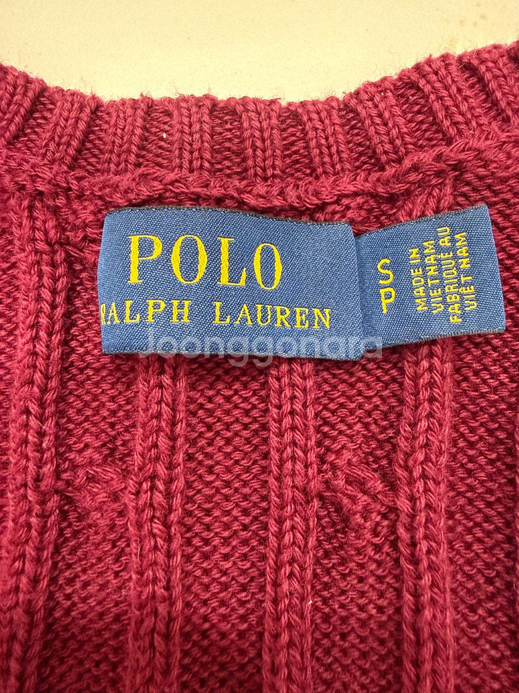 폴로 여성 꽈배기 니트 버건디 S사이즈--2