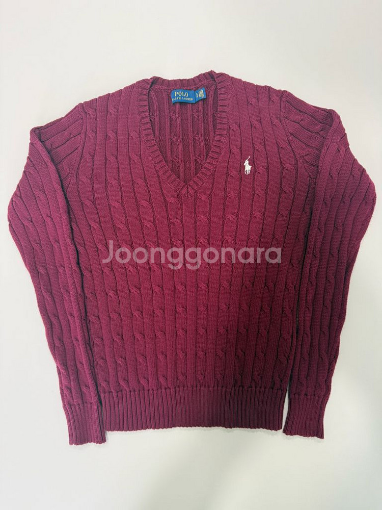 폴로 여성 꽈배기 니트 버건디 S사이즈--0