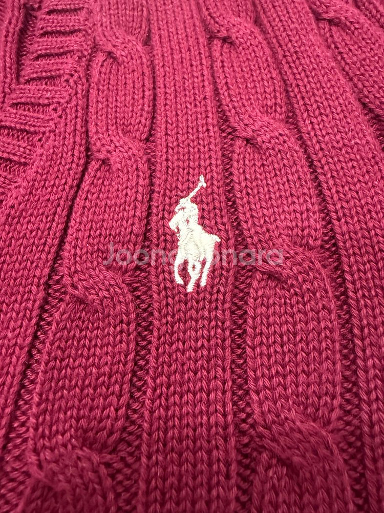 폴로 여성 꽈배기 니트 버건디 S사이즈--1