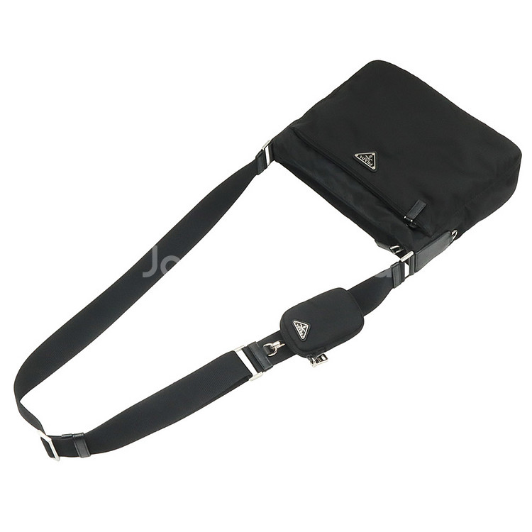 프라다 테수토 포코노 나일론 은장 트라이앵글 크로스백--5