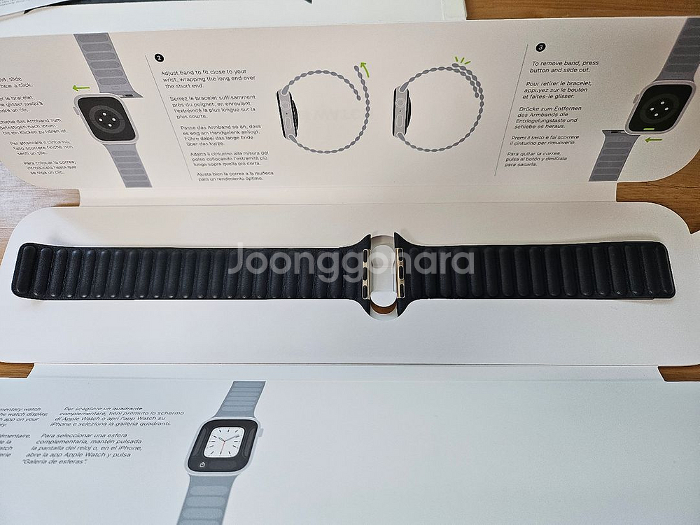 애플워치 가죽 링크 미드나이트 M/L 44-49mm용--0