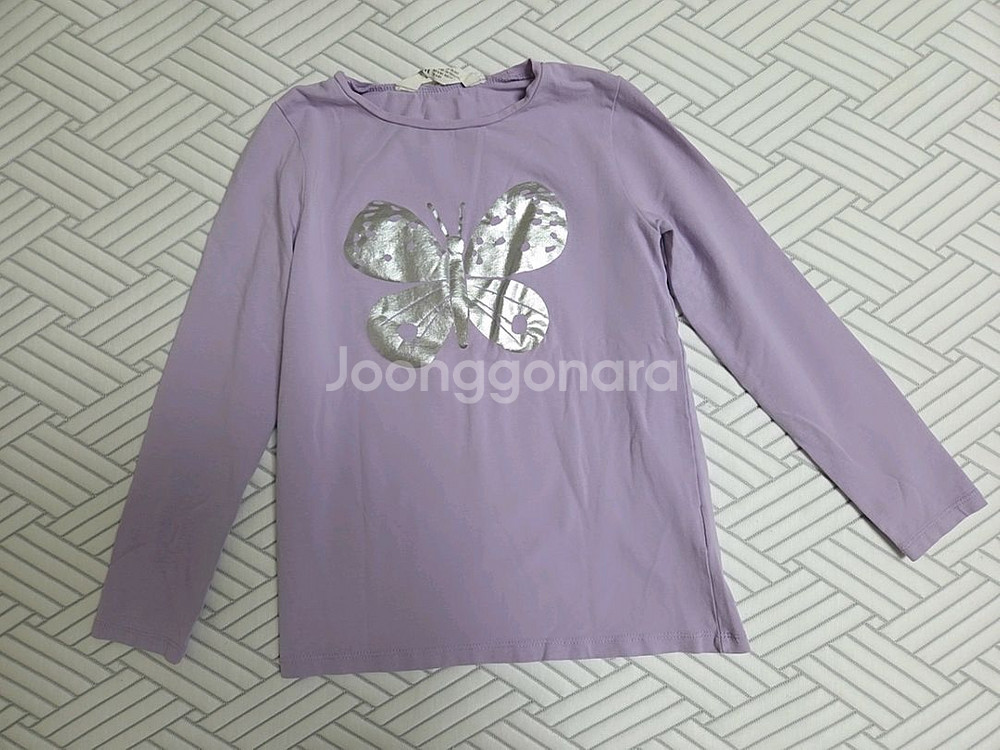 H&M 여아 라벤더 나비 긴팔 티셔츠 6-8y--0