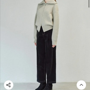 다이애그널 핀턱 와이드 벨벳 팬츠 S