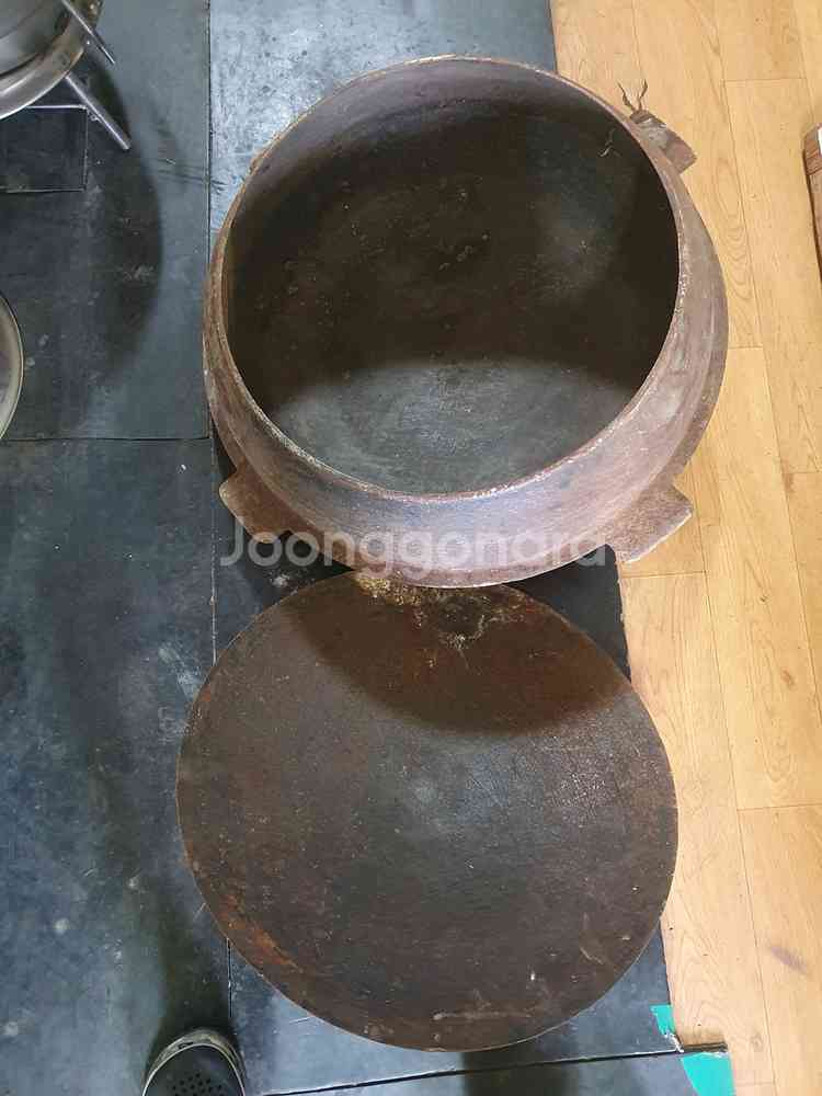 무쇠 가마솥 솥뚜껑 불판 솥뚜껑50cm 밑에 가마--1