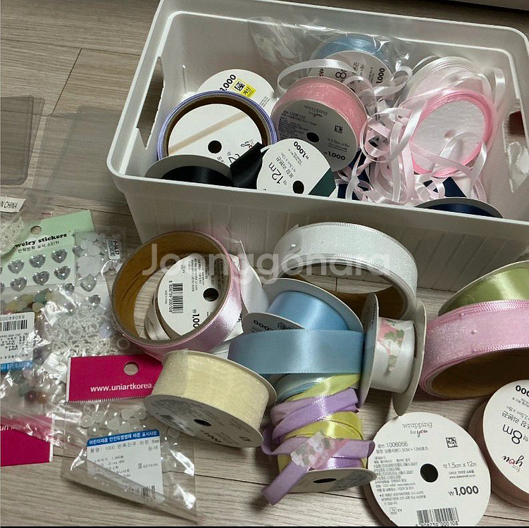 일괄)탑꾸 재료, 레이스 탑꾸, 리본끈, 포토카드 보관--4