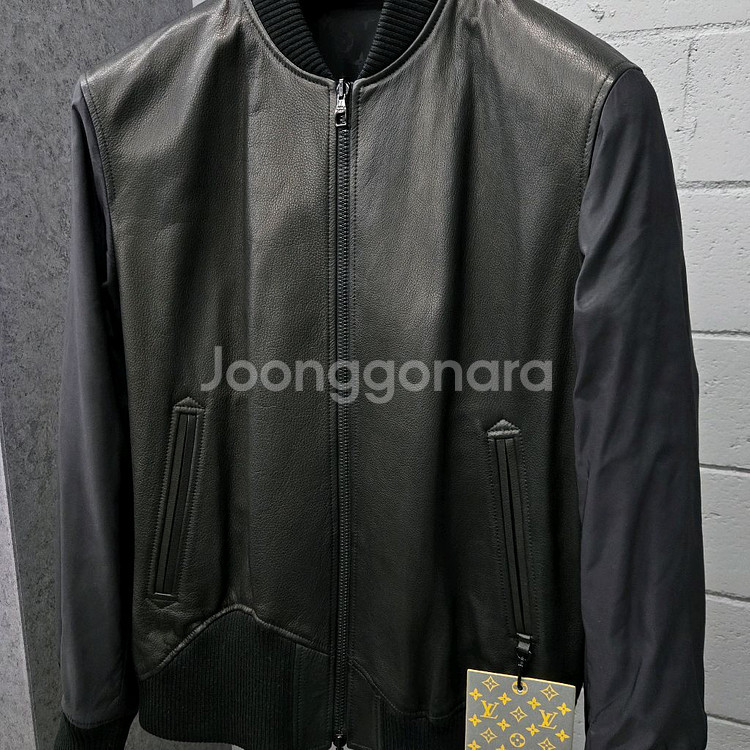 루이비통 레더 LV 모노그램 리버서블 블루종 자켓--0