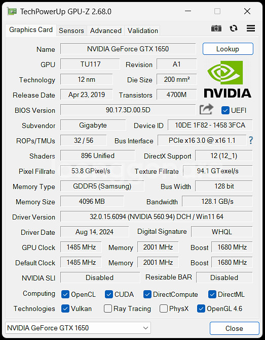 [판매] GIGABYTE GTX 1650 4GB (5만--3