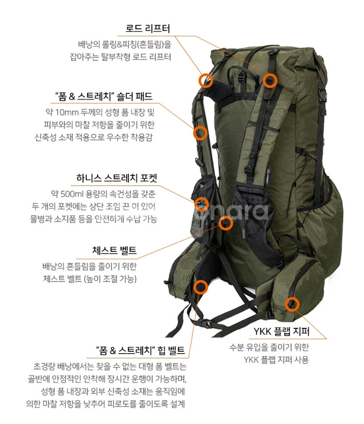 라이트웨이 비기 X-PAC 45L 블랙 백팩 초경량--3