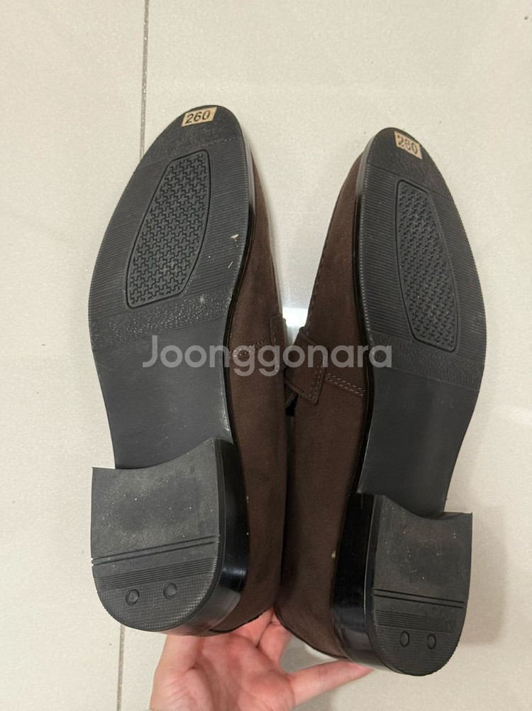 남성 스웨이드 로퍼 브라운 260mm--2