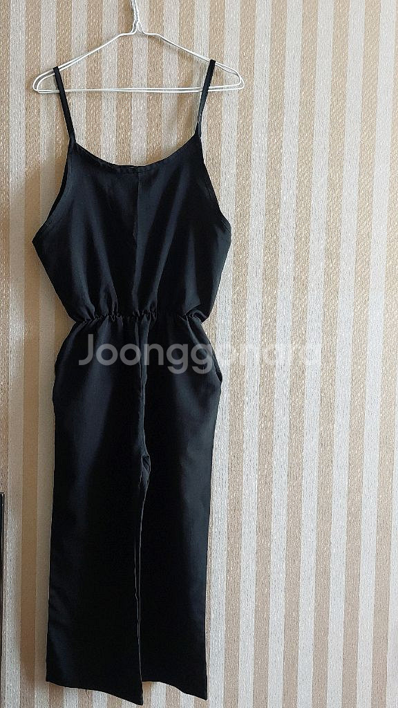 블랙 끈 점프수트 와이드팬츠--0