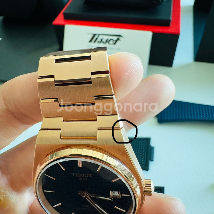 티쏘 prx 피워매틱 로즈골드 청판 40mm--6