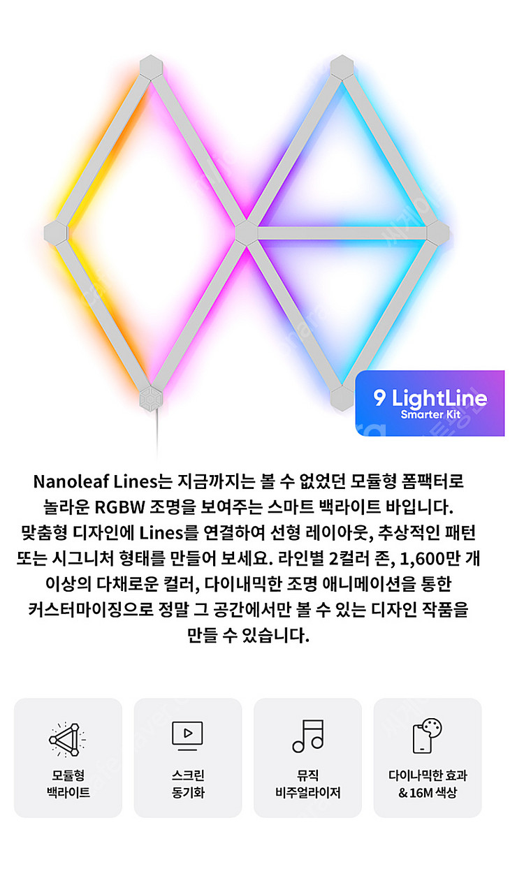 나노리프 라인 Nanoleaf 스퀘어 블랙스킨 추가전원--4