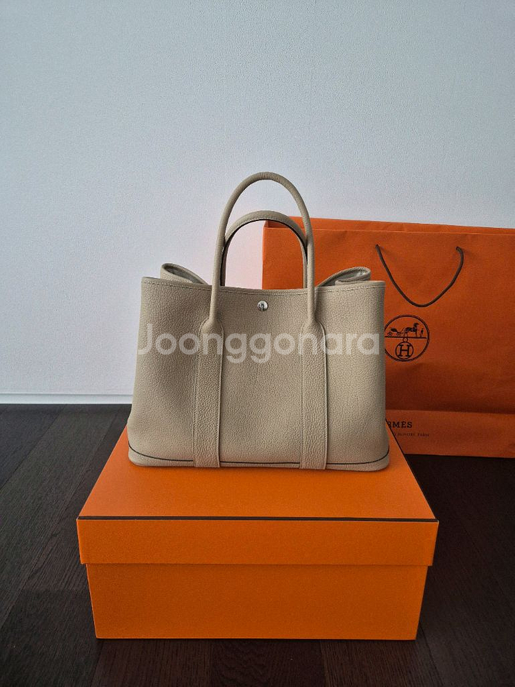 에르메스 가든파티 36 트렌치 네곤다 은장 K각인--0