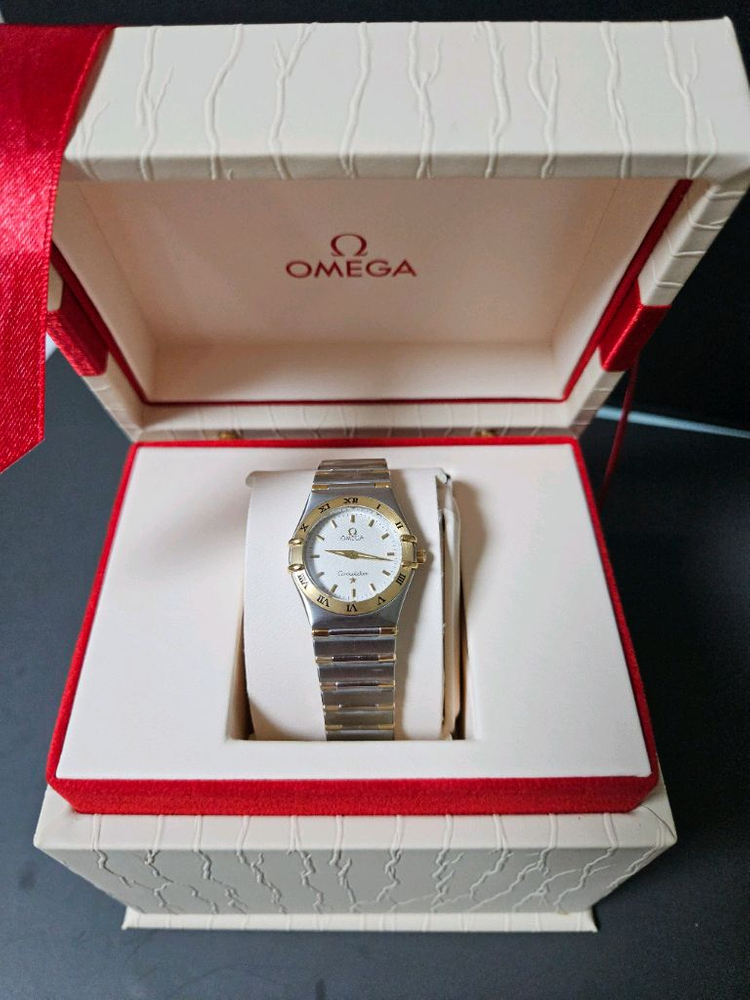 오메가 컨스틸레이션 하프바 여성 콤비메탈 시계 이미지