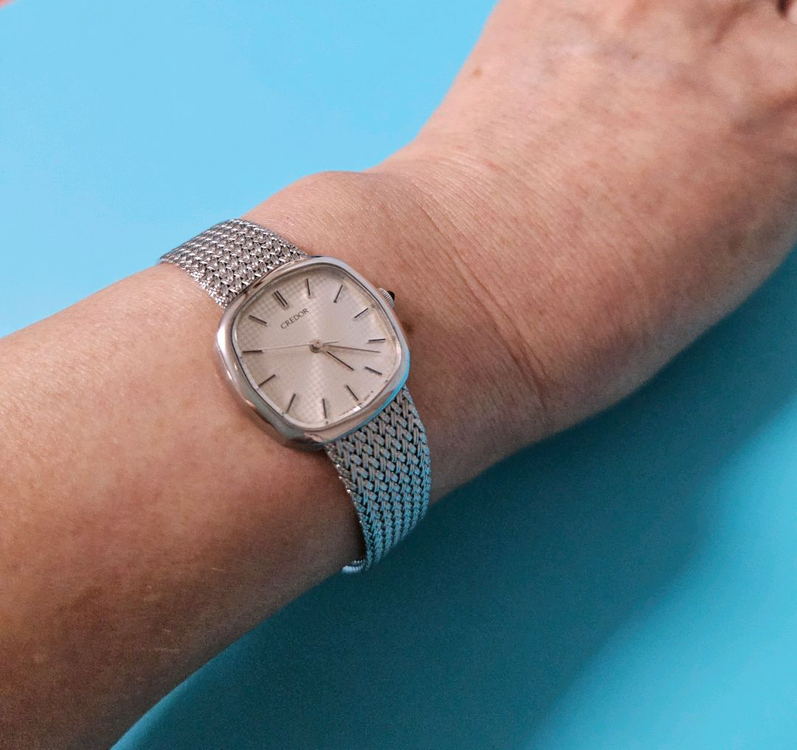 크레도르 여성용 백통 일체형 통메쉬밴드 메탈 시계/JA--5