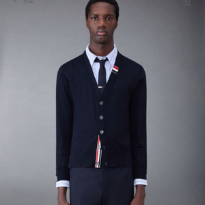 톰브라운 파인 메리노 져지 스트라이프 릴렉스드 가디건