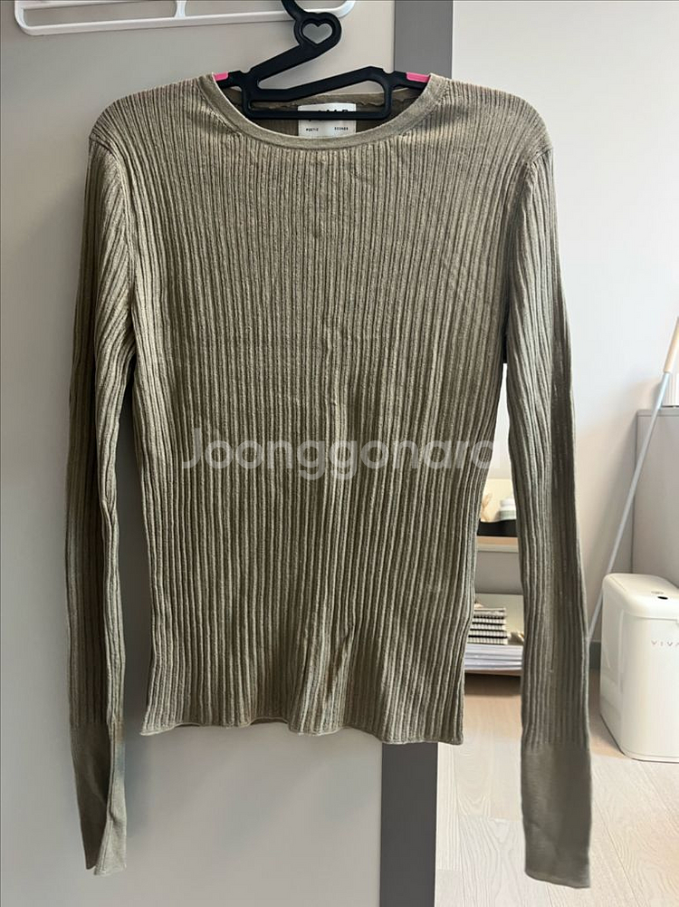 타임 실크 리브드 니트 탑--0