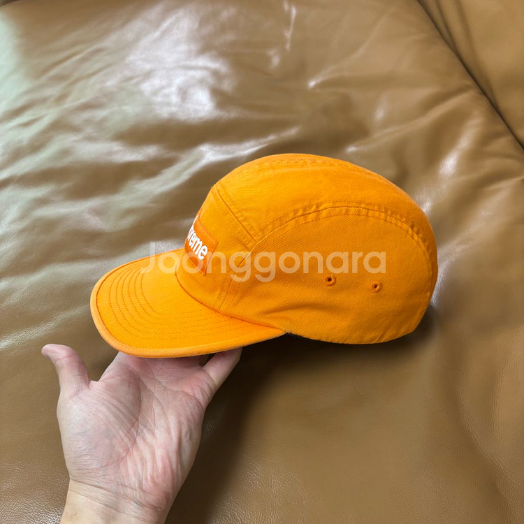 슈프림 오렌지 캠프캡 모자 (Washed Orange)--3