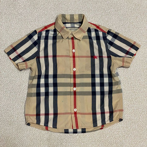 (정품) 버버리 키즈 체크 반팔 남방 4Y