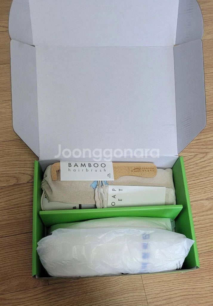 모두애 그린키트 뱀부얀 수건 칫솔 치약 바질비누 세트--7