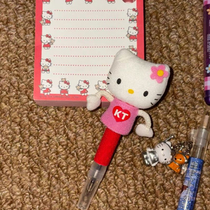 고전 키티 달랑이 문구 볼펜 메모지 인형