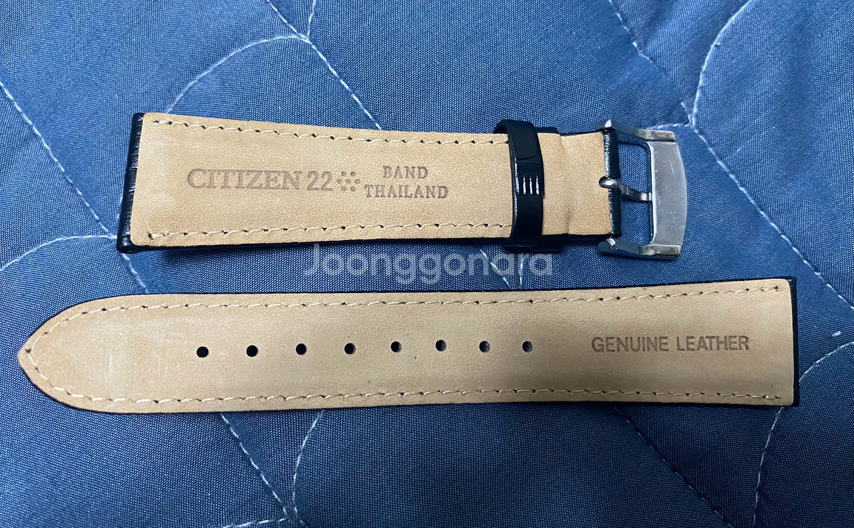 시티즌 정품 가죽 스트랩 블랙 22mm 싸게 팝니다.--1