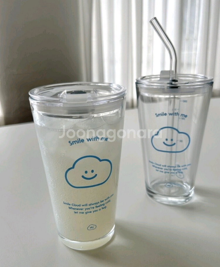 택포) 스카이폴리오 유리 텀블러 구름 텀블러 473ml--2