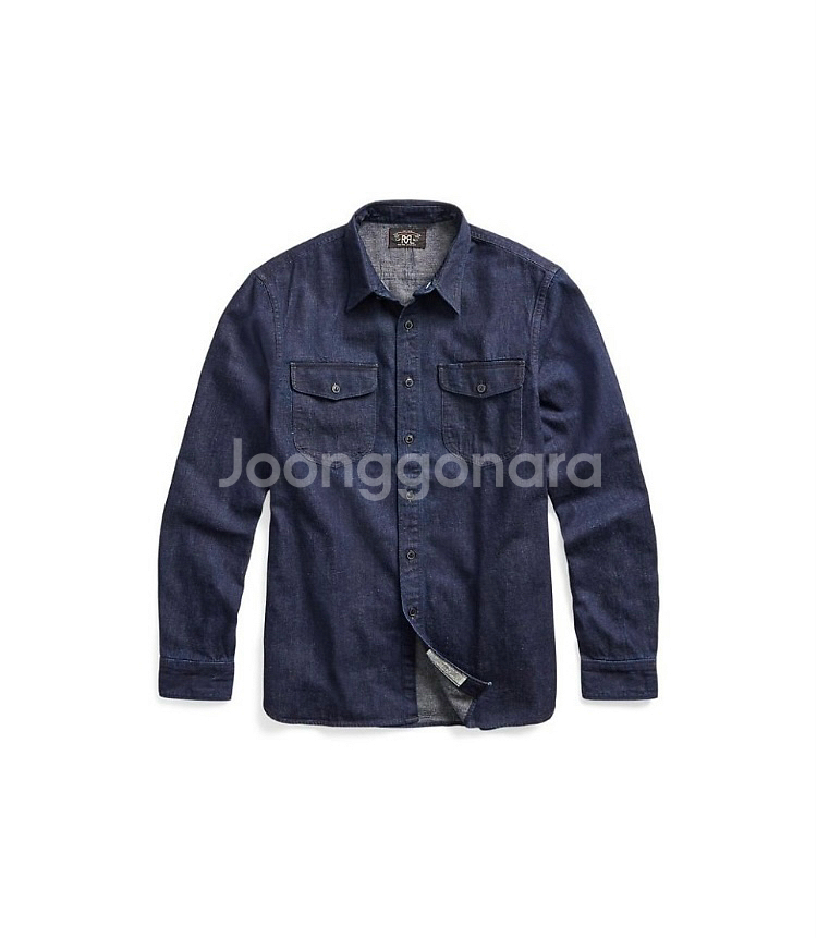 rrl 인디고 코튼 린넨 데님 워크셔츠 s--0