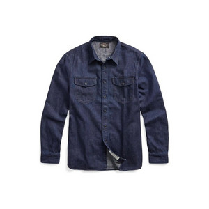rrl 인디고 코튼 린넨 데님 워크셔츠 s