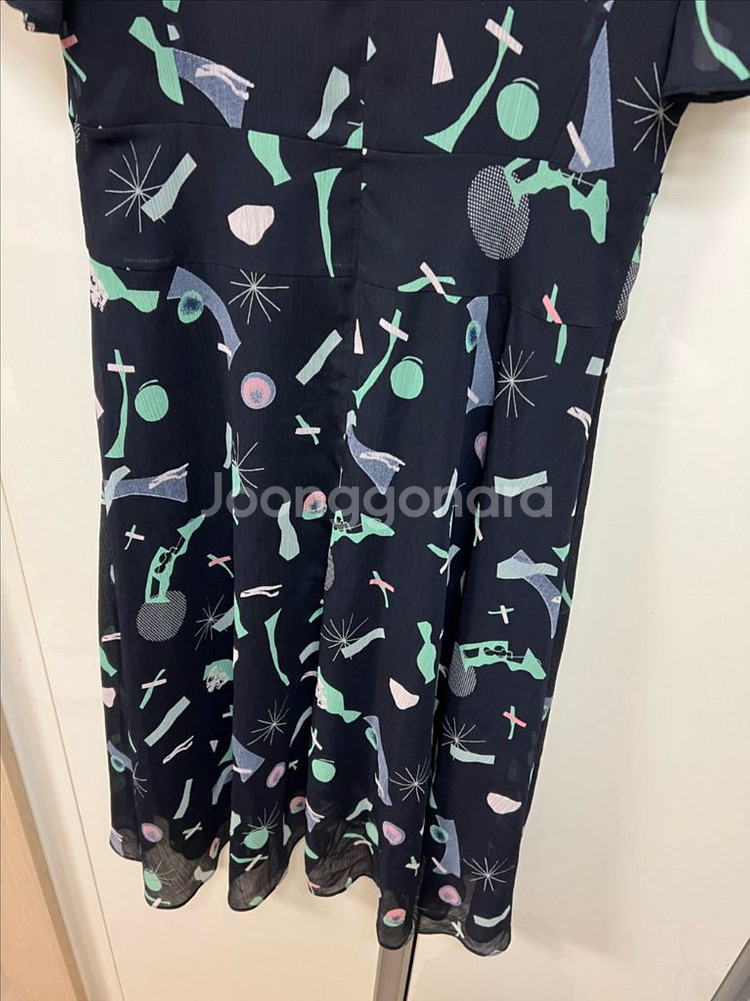 잇미샤 빅카라 시스루 퍼프소매 패턴 쉬폰 롱원피스 반팔--9