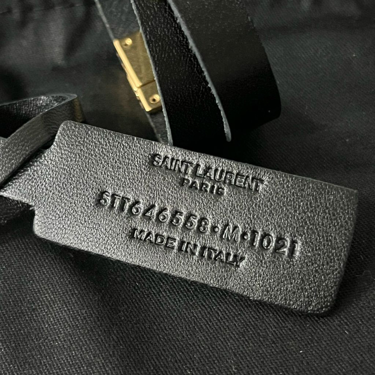 생로랑 레더 메탈 더블 랩 팔찌 블랙--5