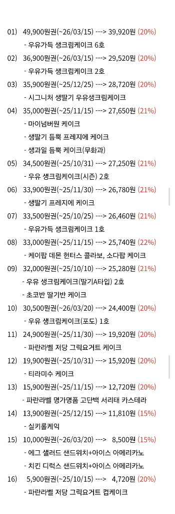 최대 22% 최저가 - 파리바게뜨 파리바게트 20종--2