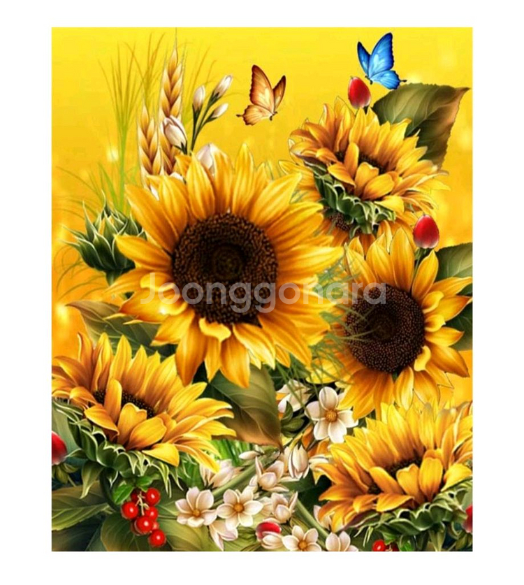 해바라기와 나비 보석십자수 주문제작해드려요--0