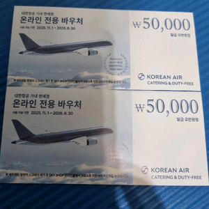 대한항공 기내 면세점 바우처 5만원권 2장