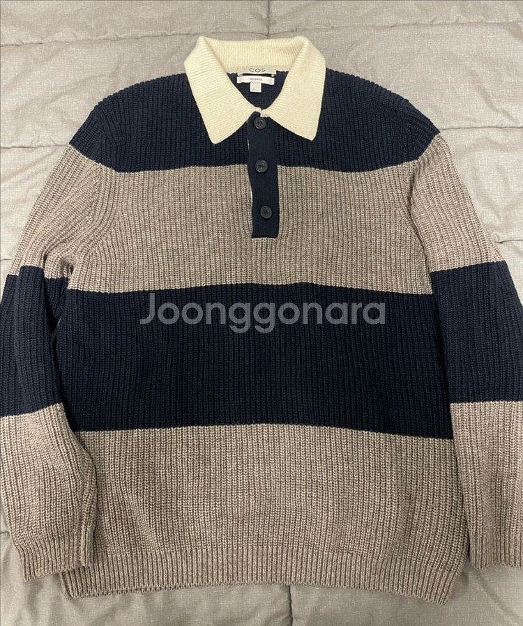 COS 코스 롱슬리브 럭비 폴로 셔츠 니트 카라티 S--1