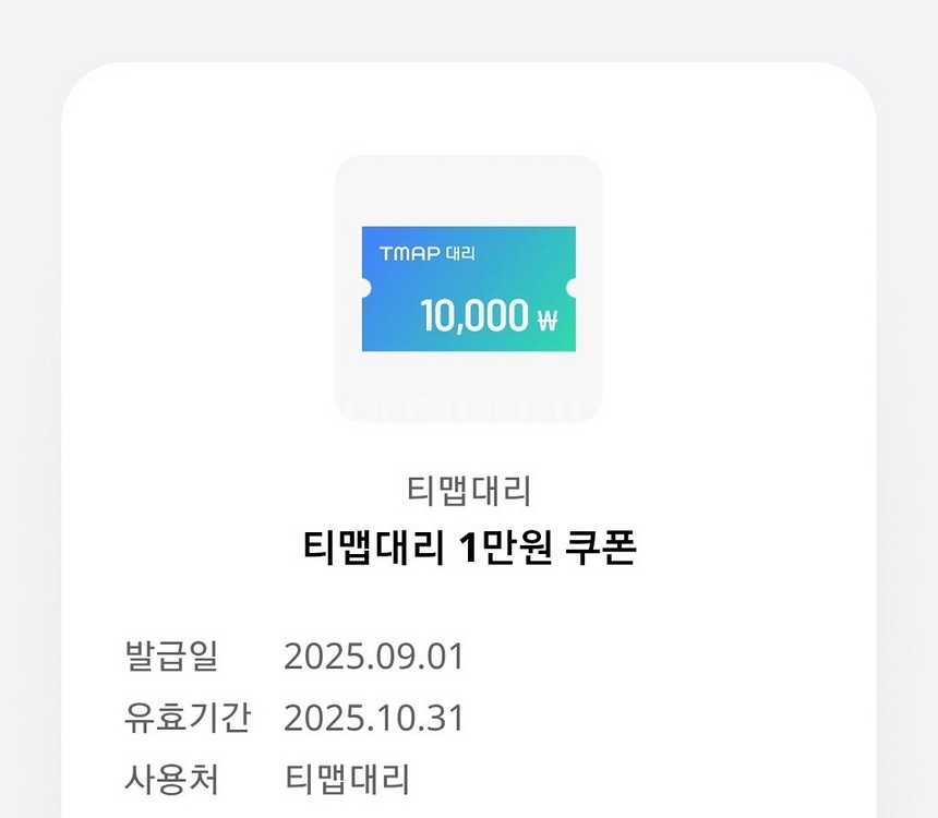 티맵대리 1만원쿠폰 (10/31기한)--0
