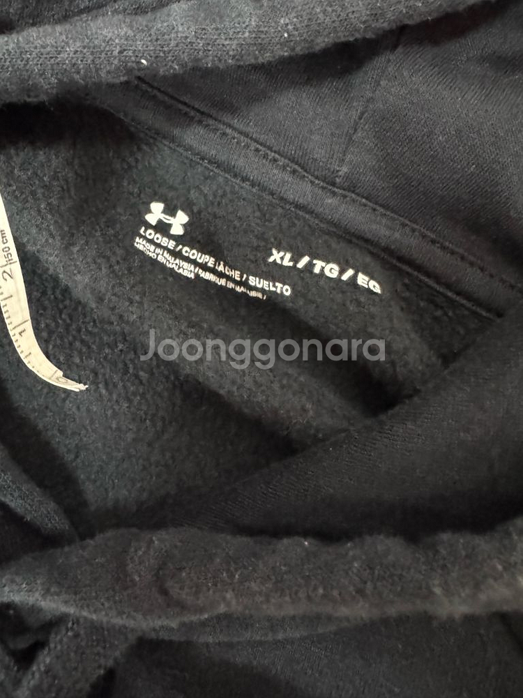 언더아머 빅 로고 블랙 빈티지 후드 티셔츠 XL--2