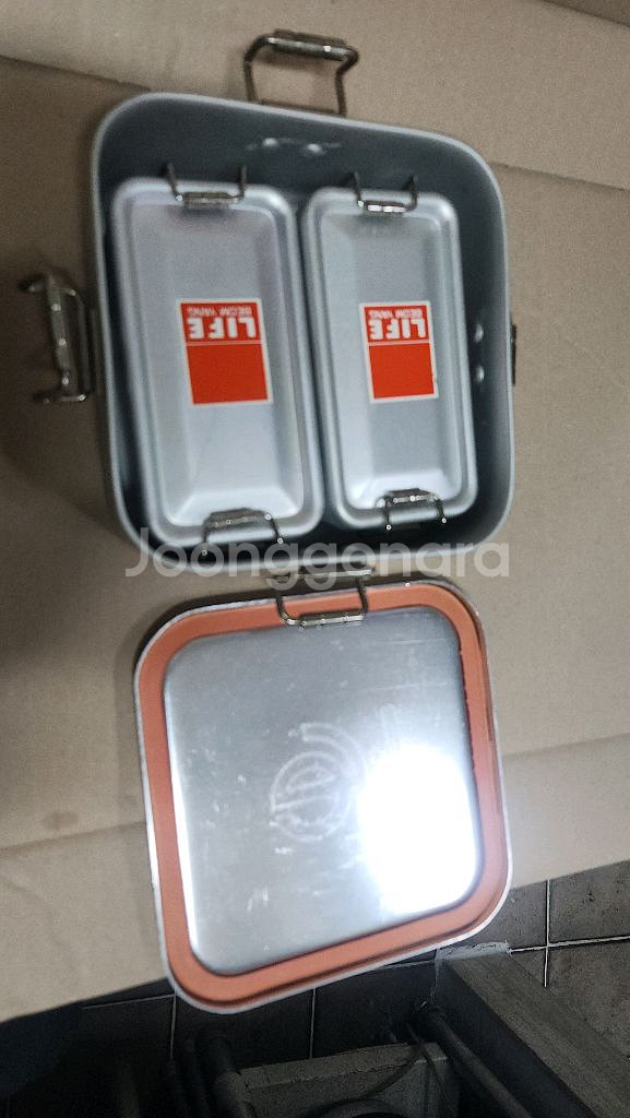빈티지 캠핑 알루미늄 반찬통?도시락?--2