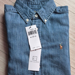 폴로 샴브레이 데님 셔츠 보이즈 M(10~12) 새상품 이미지