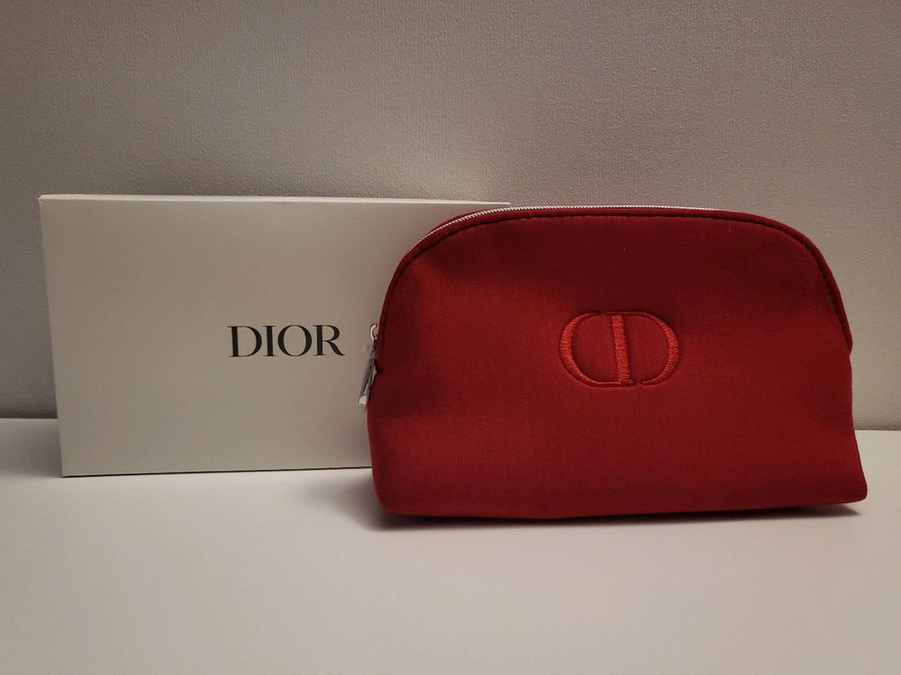 정품) 디올 반달 레드 파우치 (코스메틱)--0