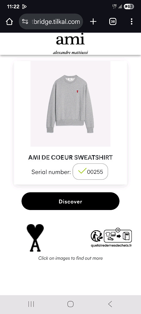 아미 스몰 자수 하트 맨투맨--1