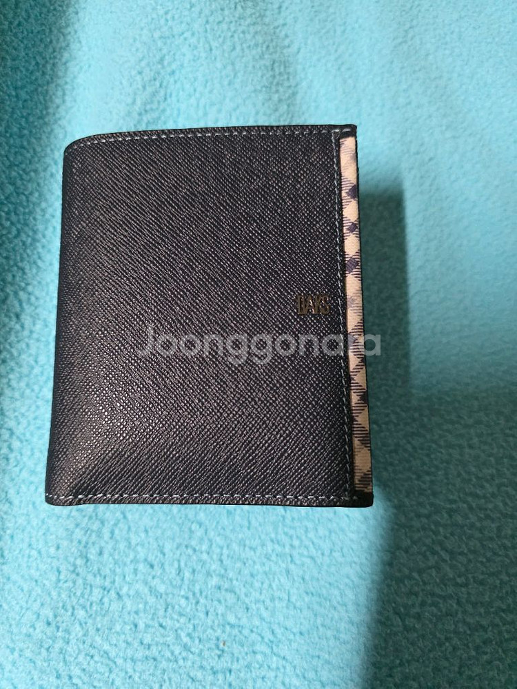 닥스 사피아노 네이비 체크 로고 장식 남성 중지갑--0