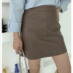 브라운 레더스커트 (S)