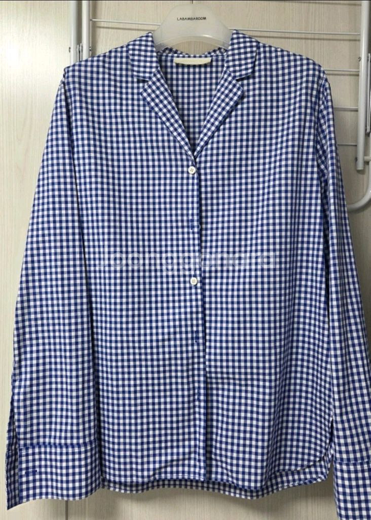 라밤바룸 블루 깅엄체크 셔츠 55사이즈 팝니다.--3