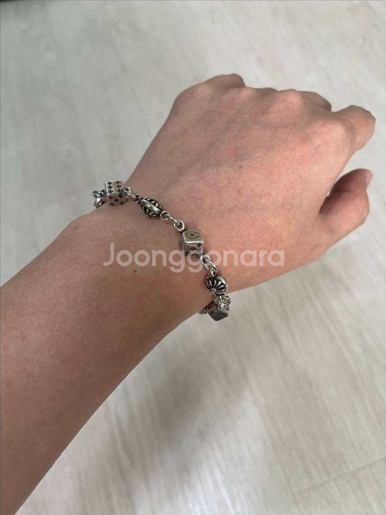 크롬하츠 다이스 크로스볼 팔찌 9링크 20.5cm--3