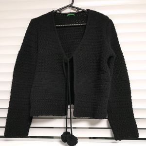 반값무료 베네통 폼폼 울 가디건 니트 스웨터