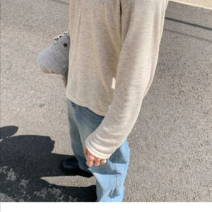 새상품) 휴즈네스트 롱슬리브 와플 긴팔티 오트밀